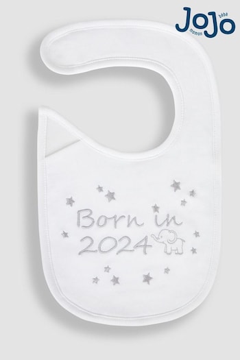 JoJo Maman Bébé White Born in 2024 Embroidered Bibs (Q80347) | £6