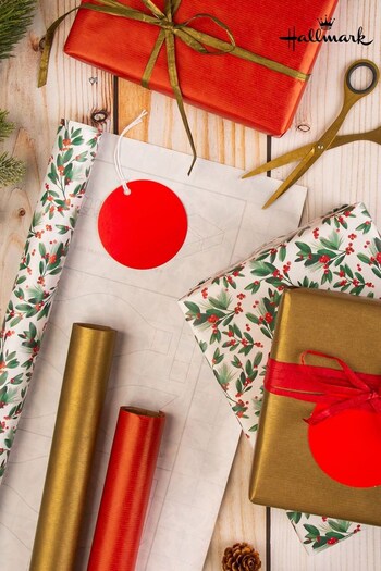 Hallmark Red Red and Gold Christmas Gift Wrap and Accessories (Q80404) | £9