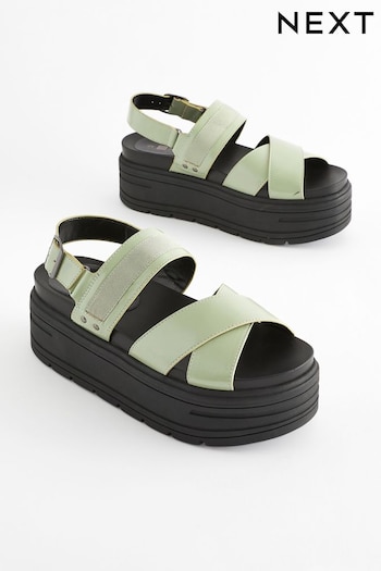 Sage Green Regular/Wide Fit Chunky Wedge Sandals off (Q80411) | £38