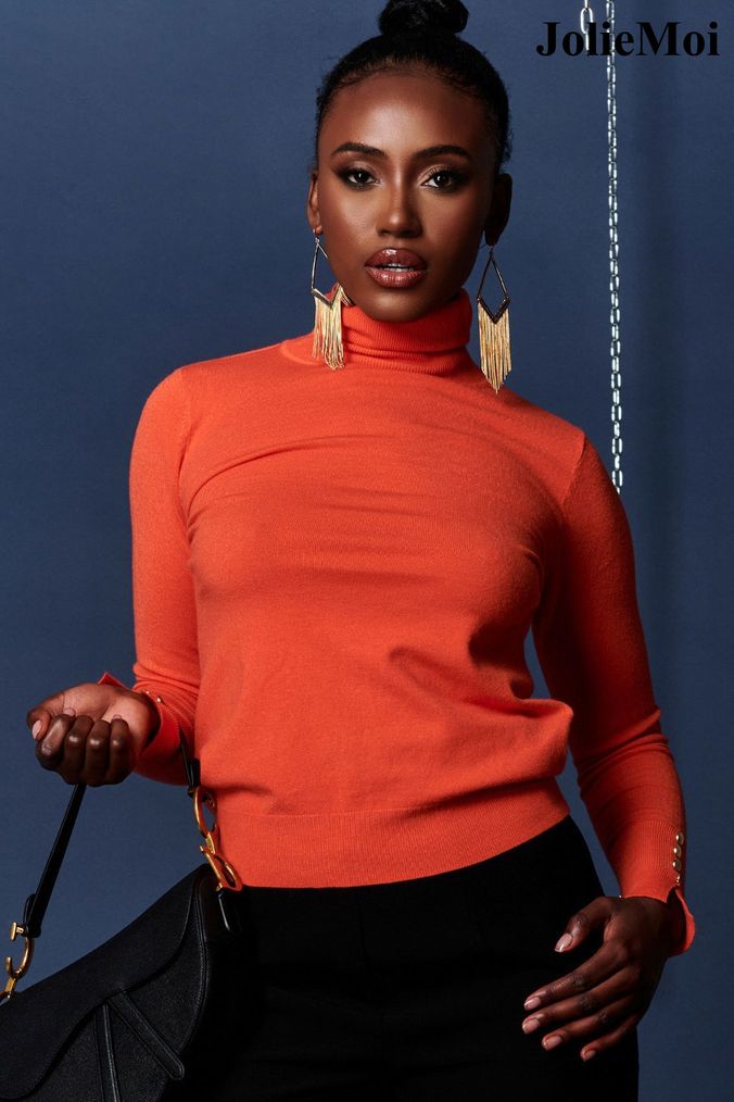 Orange polo cheap neck jumper