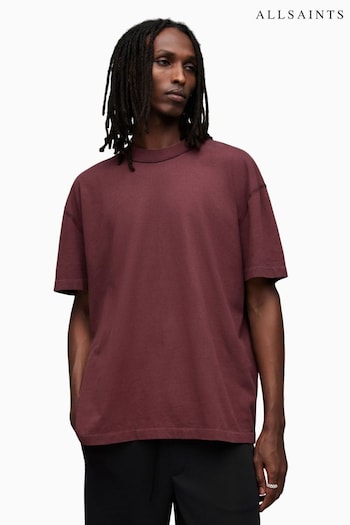 AllSaints Red Isac Short Sleeve Crew T-Shirt (Q80620) | £55