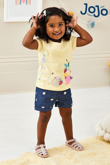 JoJo Maman Bébé Chambray Daisy Embroidered Pretty Shorts Tailor (Q80651) | £19