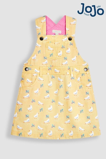 JoJo Maman Bébé Yellow Duck Twill Dungaree Dress (Q80670) | £24