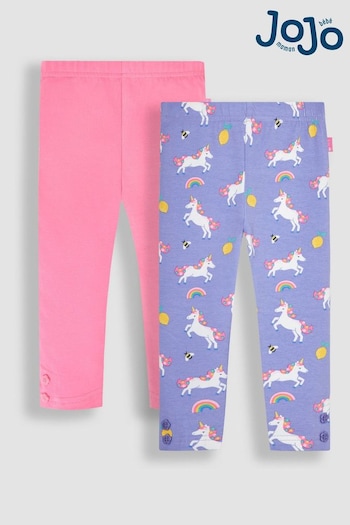 JoJo Maman Bébé Lilac Purple Unicorn & Pink 2-Pack jeans Leggings (Q80683) | £22