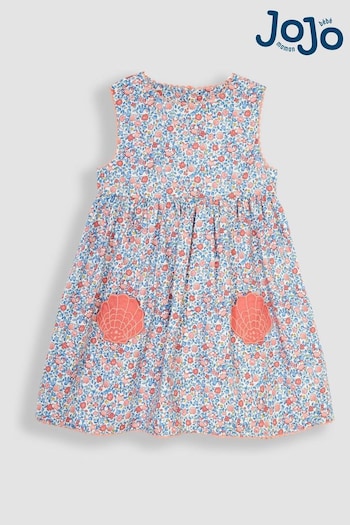JoJo Maman Bébé Blue Seaside Ditsy Floral Novelty Pocket Dress (Q80712) | £19