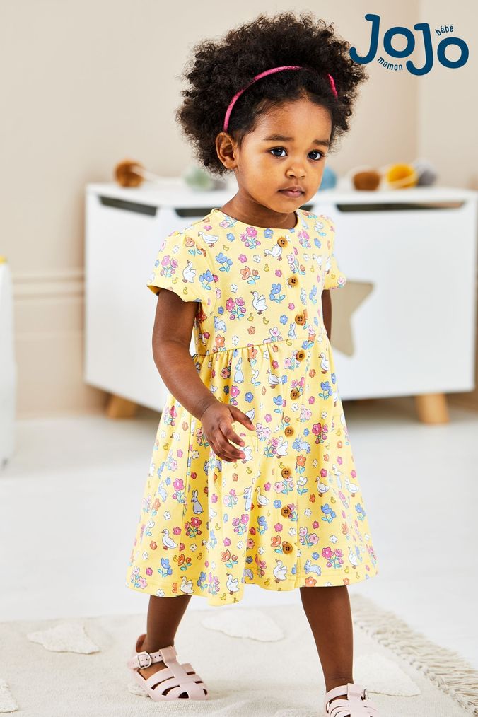Yellow button dress on sale