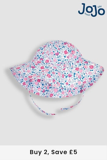 JoJo Maman Bébé Pink Ladybird Ditsy Floral Floppy Sun Hat (Q80747) | £14