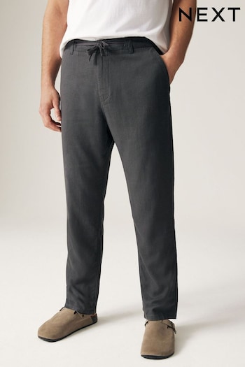 Dark Grey Linen Viscose Drawstring mini Trousers (Q80791) | £28