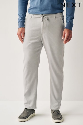 Light Grey Linen Viscose Drawstring Trousers (Q80821) | £28