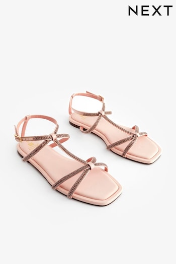 Pale Pink Forever Comfort® Embellished Strappy Sandals (Q80847) | £32