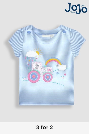 JoJo Maman Bébé Lilac Purple Bunny on Tractor Appliqué T-Shirt (Q80860) | £17