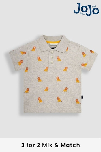 JoJo Maman Bébé Natural Lion Embroidered Essentials Polo Shirt (Q80879) | £18