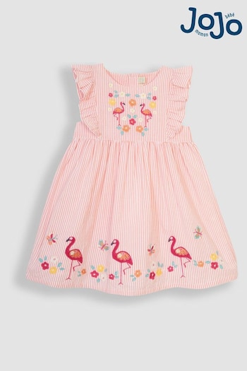 JoJo Maman Bébé Orange Flamingo Appliqué Pretty Summer Dress (Q80890) | £25