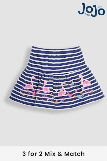 All Baby Girls Navy Blue Flamingo Appliqué Skort (Q80913) | £17