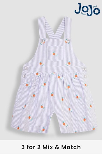 JoJo Maman Bébé Lilac Orange & Daisy Embroidered Culotte Dungarees (Q80924) | £25