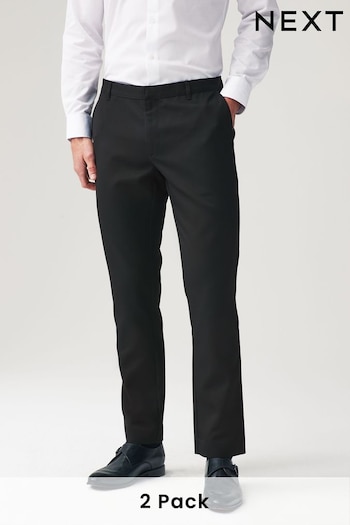 Black Slim Plain Front Smart Trousers 2 Pack (Q80942) | £42