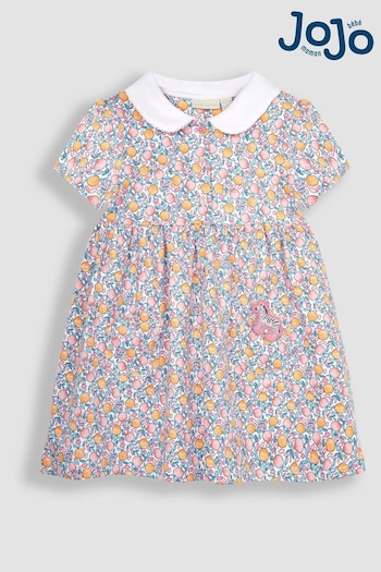 JoJo Maman Bébé Pink Apple & Peach Floral Peter Pan Pet In Pocket Jersey Dress (Q80943) | £23