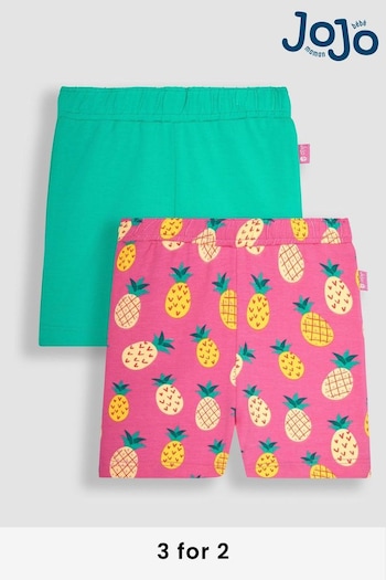JoJo Maman Bébé Fuchsia Pink Pineapple & Green 2-Pack Shorts (Q80948) | £15