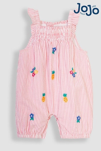 Jeans för flickor för Barn från Fendi Kids Coral Pink Pineapple Embroidered Seersucker Sunsuit (Q80949) | £23