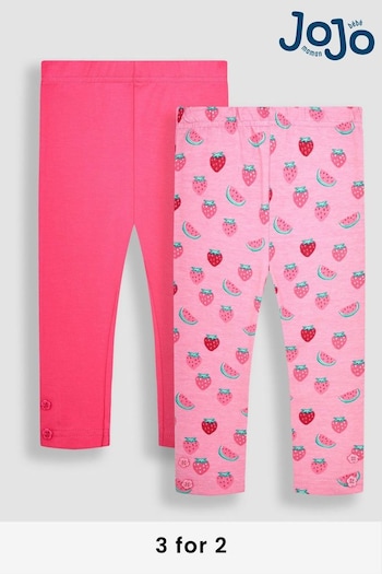 JoJo Maman Bébé Pink Strawberry & Pink 2-Pack Leggings (Q80953) | £22