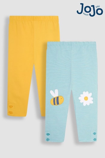 JoJo Maman Bébé Duck Egg Blue Bee & Yellow 2-Pack jeans Leggings (Q80956) | £22