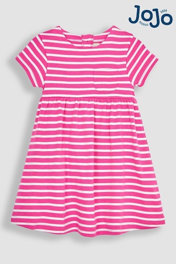 JoJo Maman Bébé Pink Classic Stripe Jersey Dress (Q80962) | £16