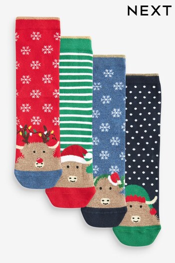 Hamish The Highland Cow Christmas Ankle Socks 4 Pack (Q80990) | £10