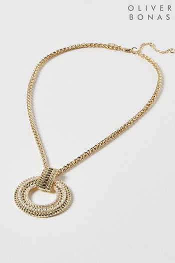 Oliver Bonas Natural Ava Faux Fur Pearl Loop Pendant Necklace (Q81139) | £26