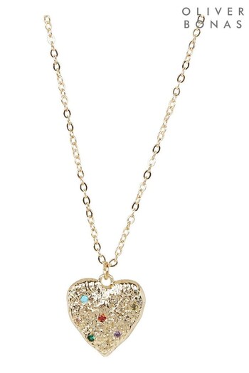 Oliver Bonas Natural Claudia Gold Heart Pendant Necklace (Q81157) | £24