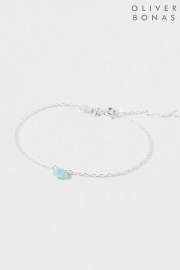 Oliver Bonas Blue Dorothy Amazonite Silver Plated Chain Bracelet (Q81175) | £38