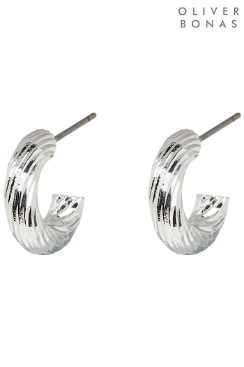 Oliver Bonas Mini Gold Tone Cady Textured Hoop Earrings (Q81187) | £13