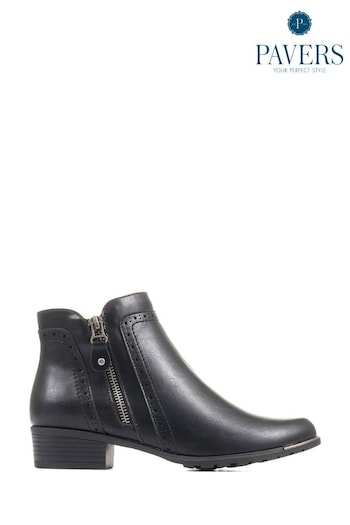 Pavers Black Chunky Ankle Boots (Q81242) | £45