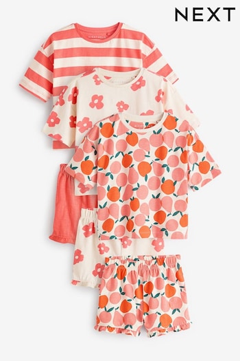 Red/Cream Fruit Stripe Short Pyjamas 3 Pack (9mths-16yrs) (Q81251) | £24 - £35
