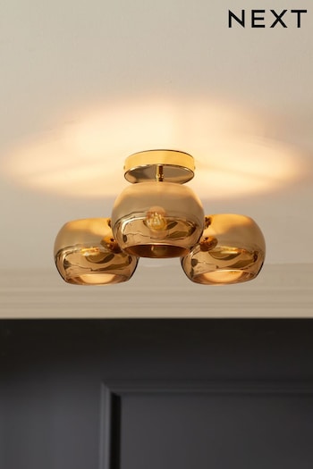 Gold Marco 3 Light Flush Fitting Ceiling Light (Q81293) | £80