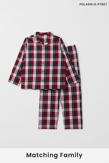 Polarn O Pyret Red Organic Checked Christmas Pyjamas (Q81318) | £45