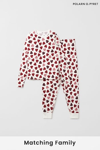 Polarn O. Pyret White Organic Heart Print Pyjamas (Q81321) | £45