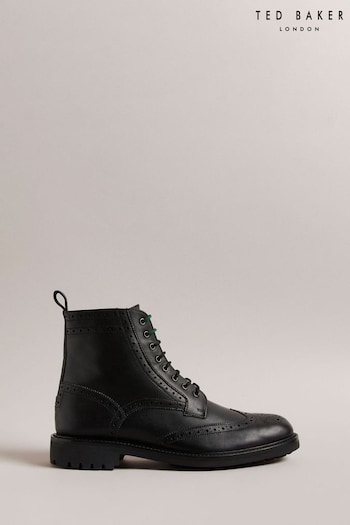 Ted Baker Jakobe Black Chunky Leather Lace Up Boot (Q81322) | £175