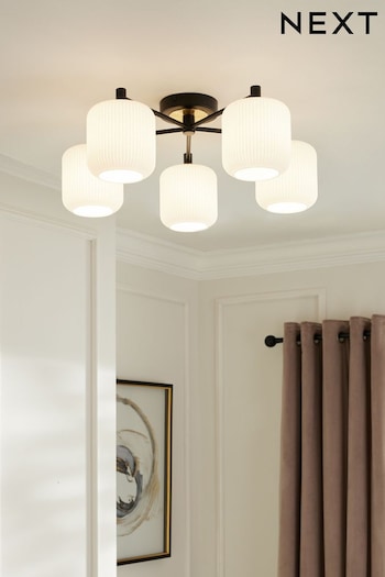 Black Ryker 5 Light Flush Ceiling Light Fitting Also Suitable for Use in Bathrooms (Q81343) | £120