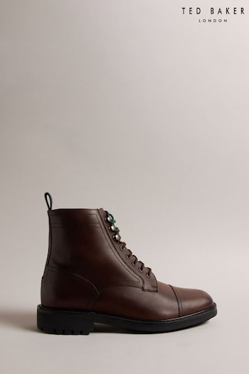 Ted Baker Joesif Brown Brogue Detail Leather Lace Up Boot (Q81360) | £175