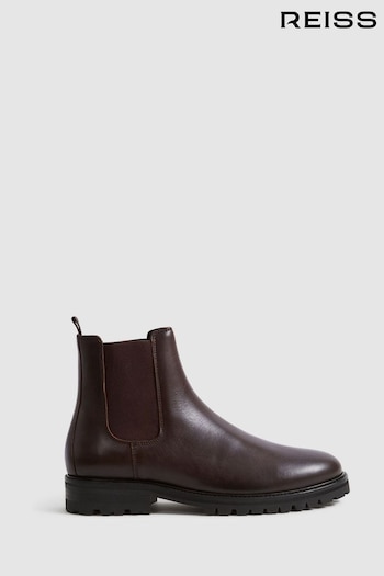 Reiss Chocolate Chiltern Leather Chelsea Boots 50mm (Q81369) | £228