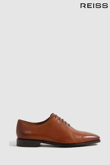 Reiss Light Tan Mead Leather Lace-Up Shoes Cumulus (Q81370) | £198