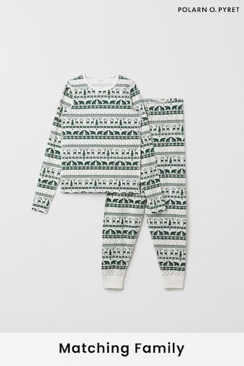 Polarn O Pyret Green Organic Nordic Reindeer Print Pyjamas (Q81394) | £45