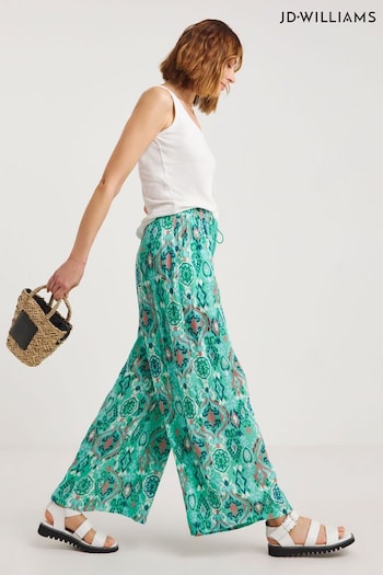 JD Williams Green Crinkle Palazzo Trousers (Q81407) | £30