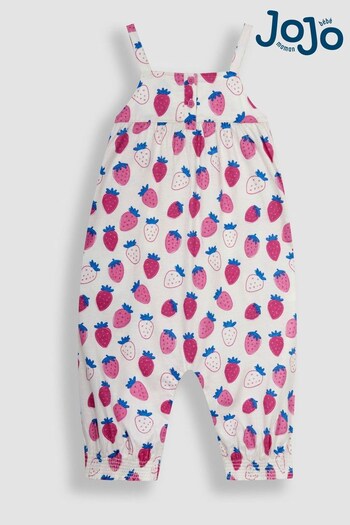 JoJo Maman Bébé Pink Strawberry Print Jumpsuit (Q81425) | £22