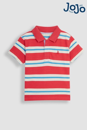 JoJo Maman Bébé Pink Classic Stripe Polo Lauren Shirt (Q81636) | £17