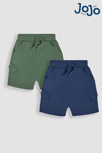 JoJo Maman Bébé Khaki Green 2-Pack Jersey Cargo Shorts (Q81659) | £20