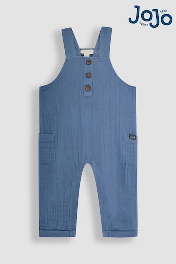 Gifts £20 & Under Denim Blue Classic Cheesecloth Button Front Dungarees (Q81682) | £21