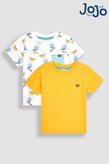 JoJo Maman Bébé White Pelican 2-Pack Pocket T-Shirts (Q81688) | £21