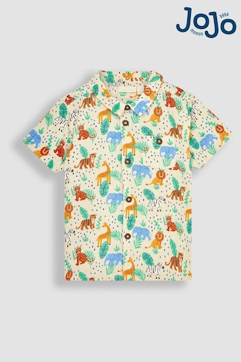 JoJo Maman Bébé Natural Safari Animals Printed Short Sleeve Shirt (Q81700) | £22
