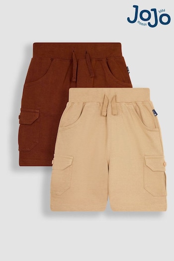 JoJo Maman Bébé Brown 2-Pack Jersey Cargo Shorts (Q81704) | £20
